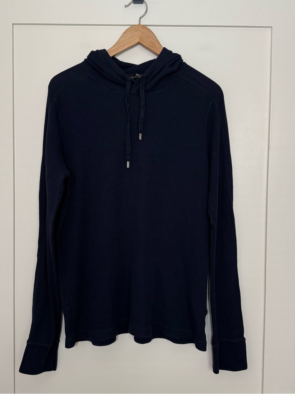 RLX Ralph Lauren Hoodie Mens Sz XL Navy Thermal Waffle Knit Long Sleeve Golf